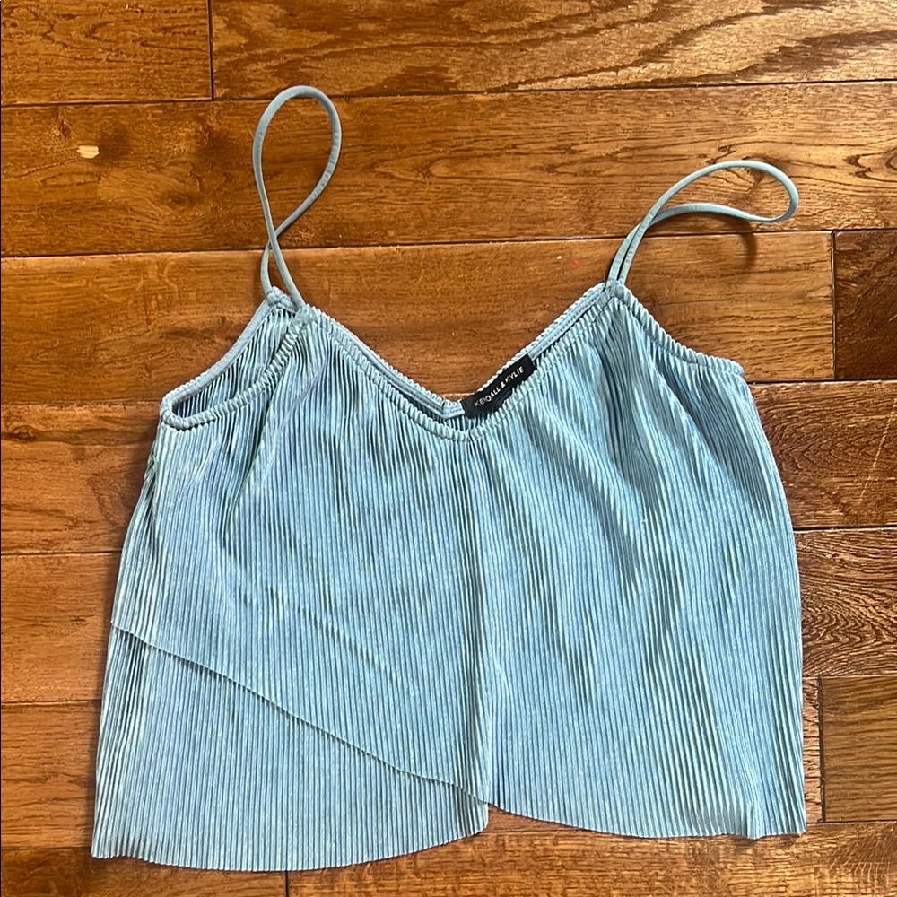Kendall & Kylie Light Blue Pleated Tank Top